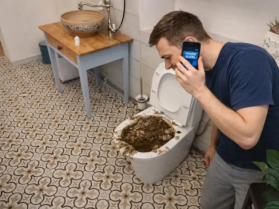 Volá nám zákazník, který má ucpaný záchod